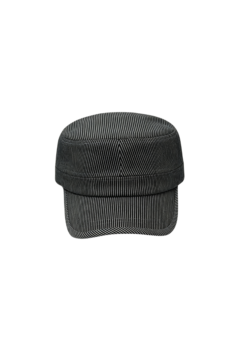 Max Simple Striped Military Cap Black MSKX260095B