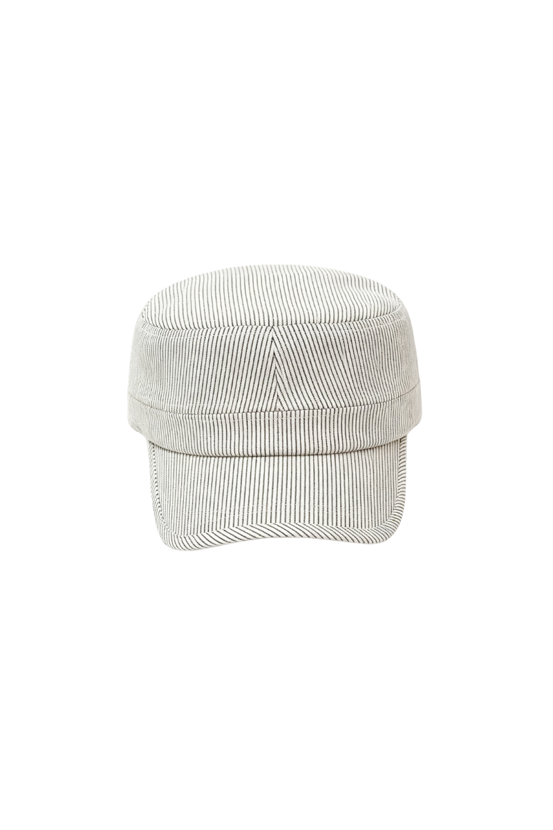 Max Simple Striped Military Cap White MSKX260095W