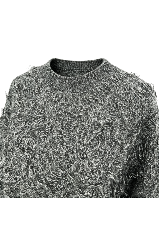 Max Simple Fringed Sweater Grey MSKY265189G