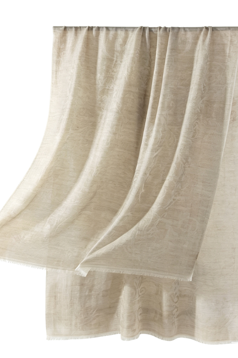 Max Simple Cashmere Jacquard Butterfly Floral Scarf Ivory MSRX266003I