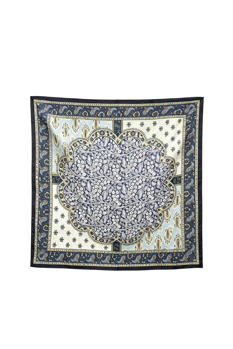 Max Simple Square Silk Scarf 68*68 Navy MSXC260701N