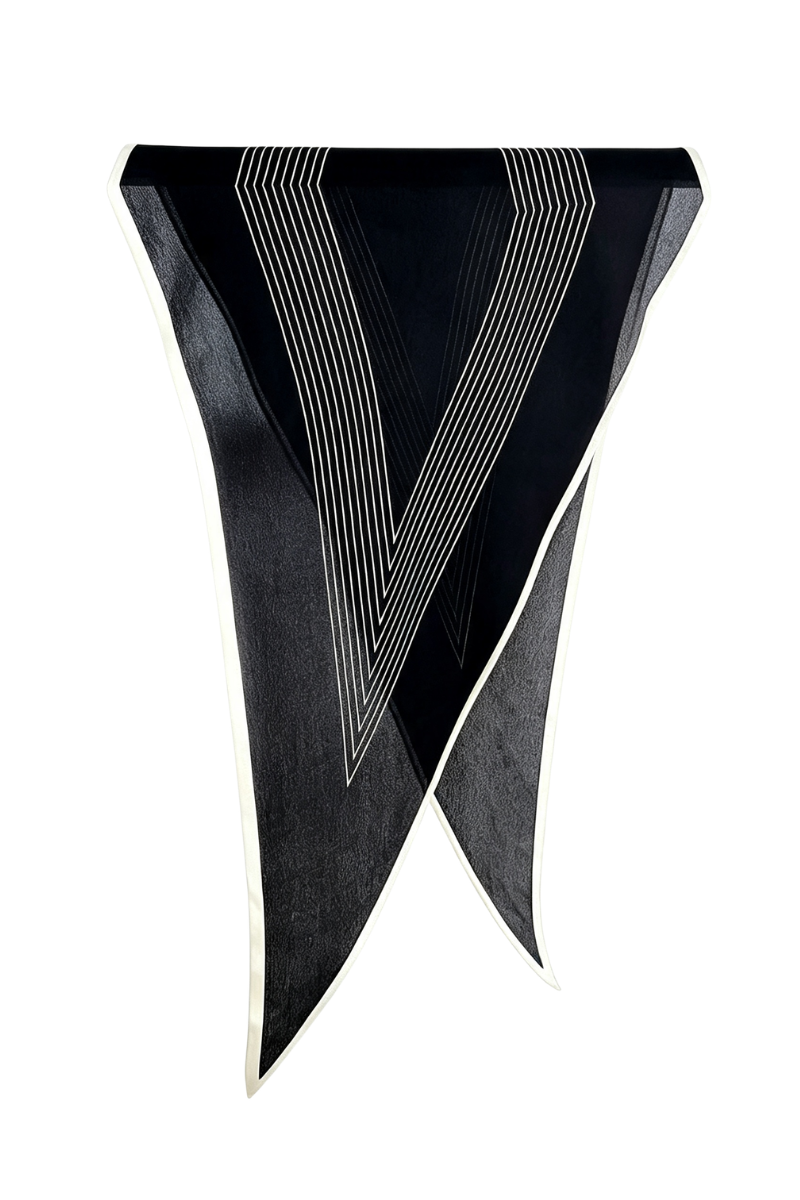 Max Simple Silk Crepe de Chine Diamond Scarf Black MSXC260702B