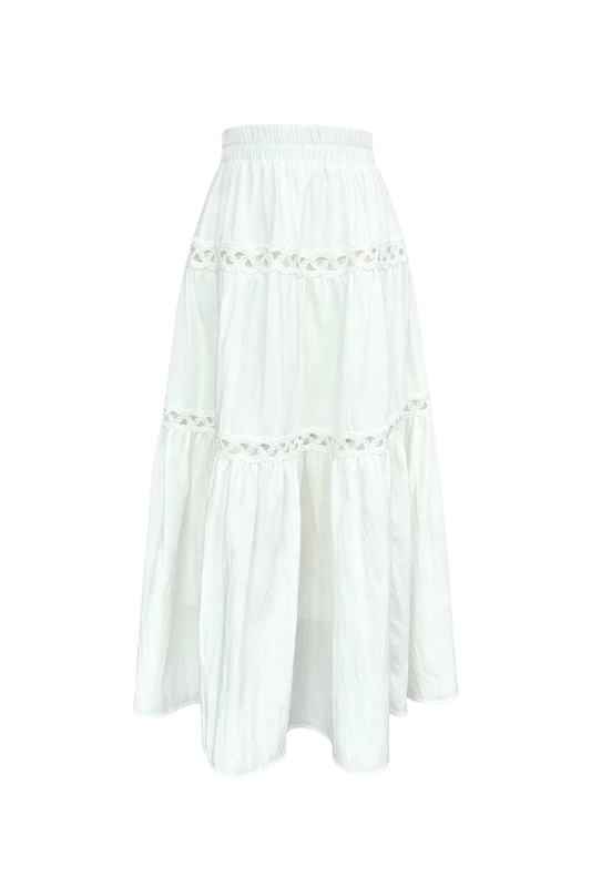 Max Simple Crochet-Lace Skirt White MSXS260004W
