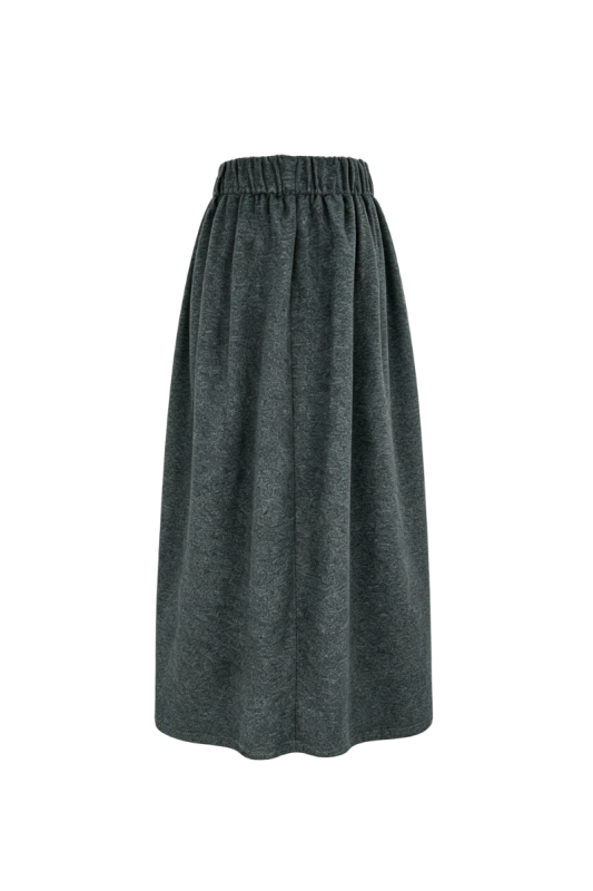 Max Simple Elastic-Waist Pleated Skirt Charcoal MSXZ261101C