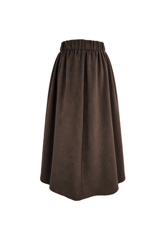 Max Simple Elastic-Waist Pleated Skirt Brown MSXZ261101R
