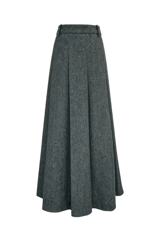 Max Simple Pleated A-Line Skirt Charcoal MSXZ263170C
