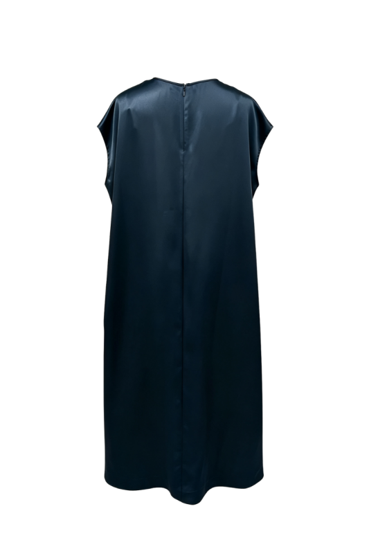 Max Simple Printed Silk Cap-Sleeve Dress Black MSZH260530B
