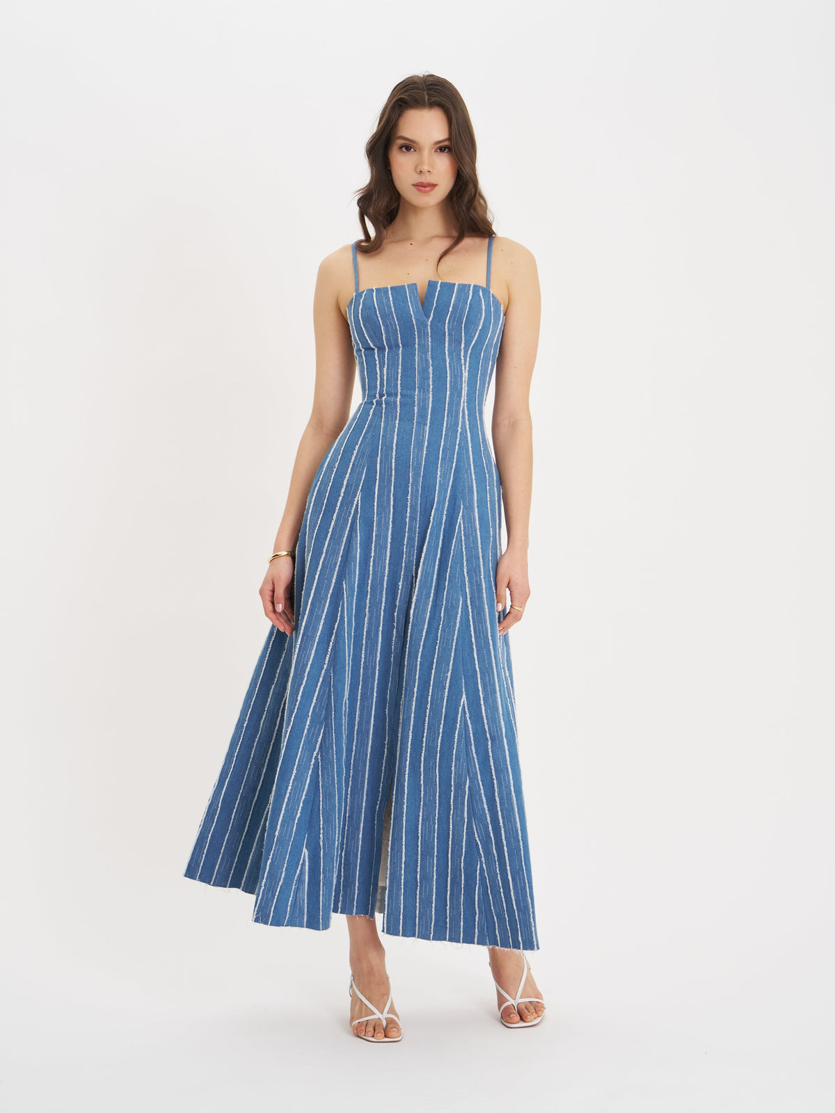 Abygail Stripe Cotton Denim Maxi Dress (Archive Sale)