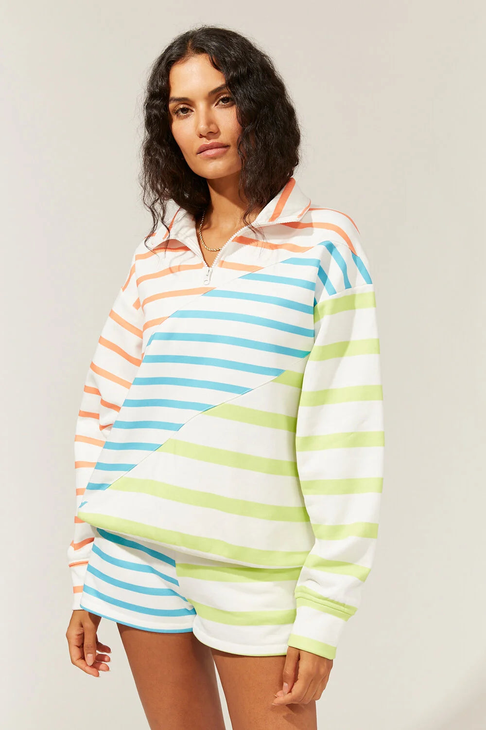 Solid & Striped The Pullover - Colorblocked Stripe Ocean