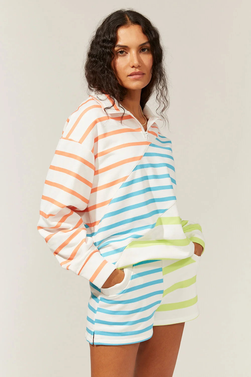 Solid & Striped The Pullover - Colorblocked Stripe Ocean