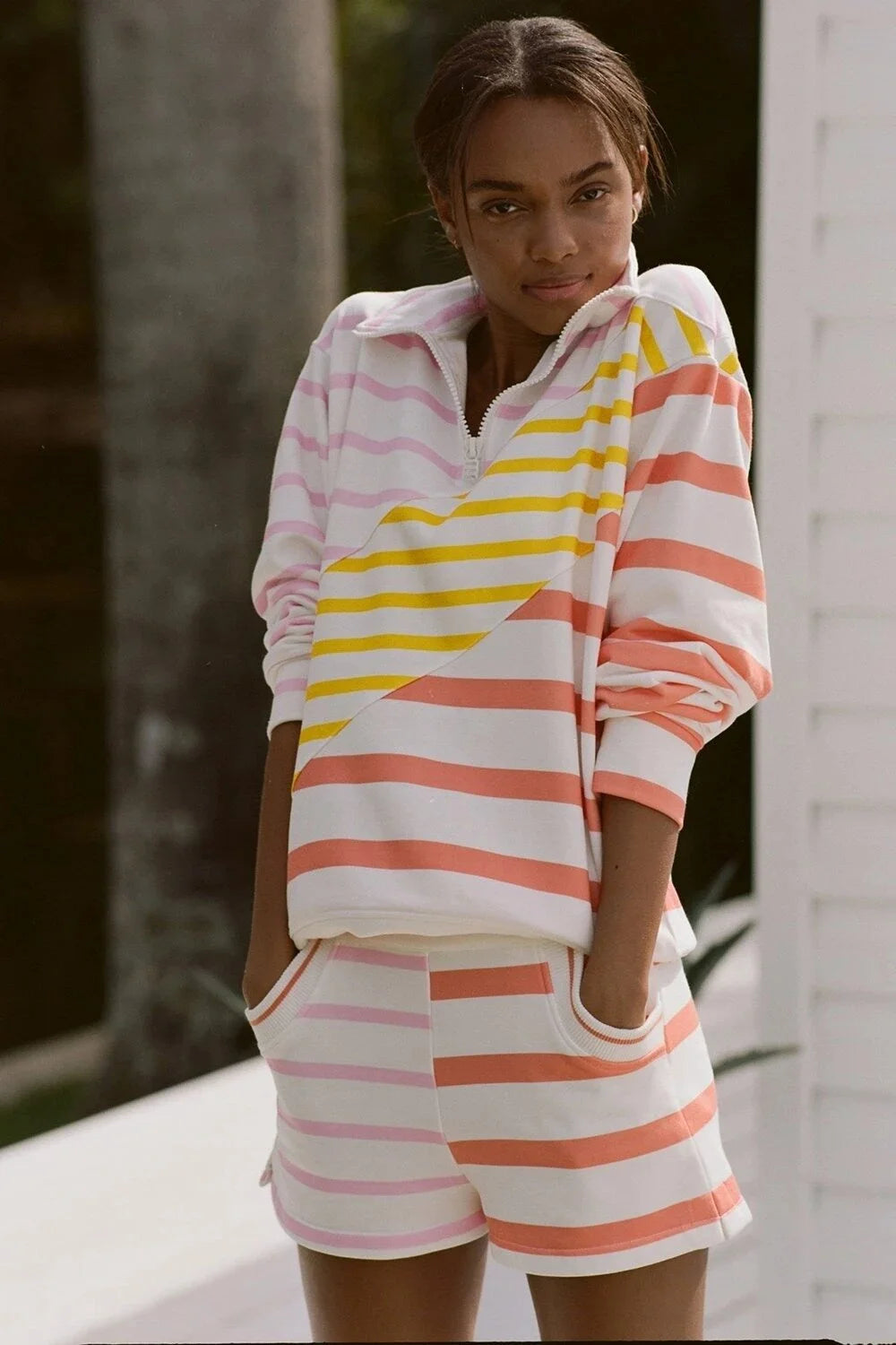 Solid & Striped The Pullover - Colorblocked Stripe Sorbet