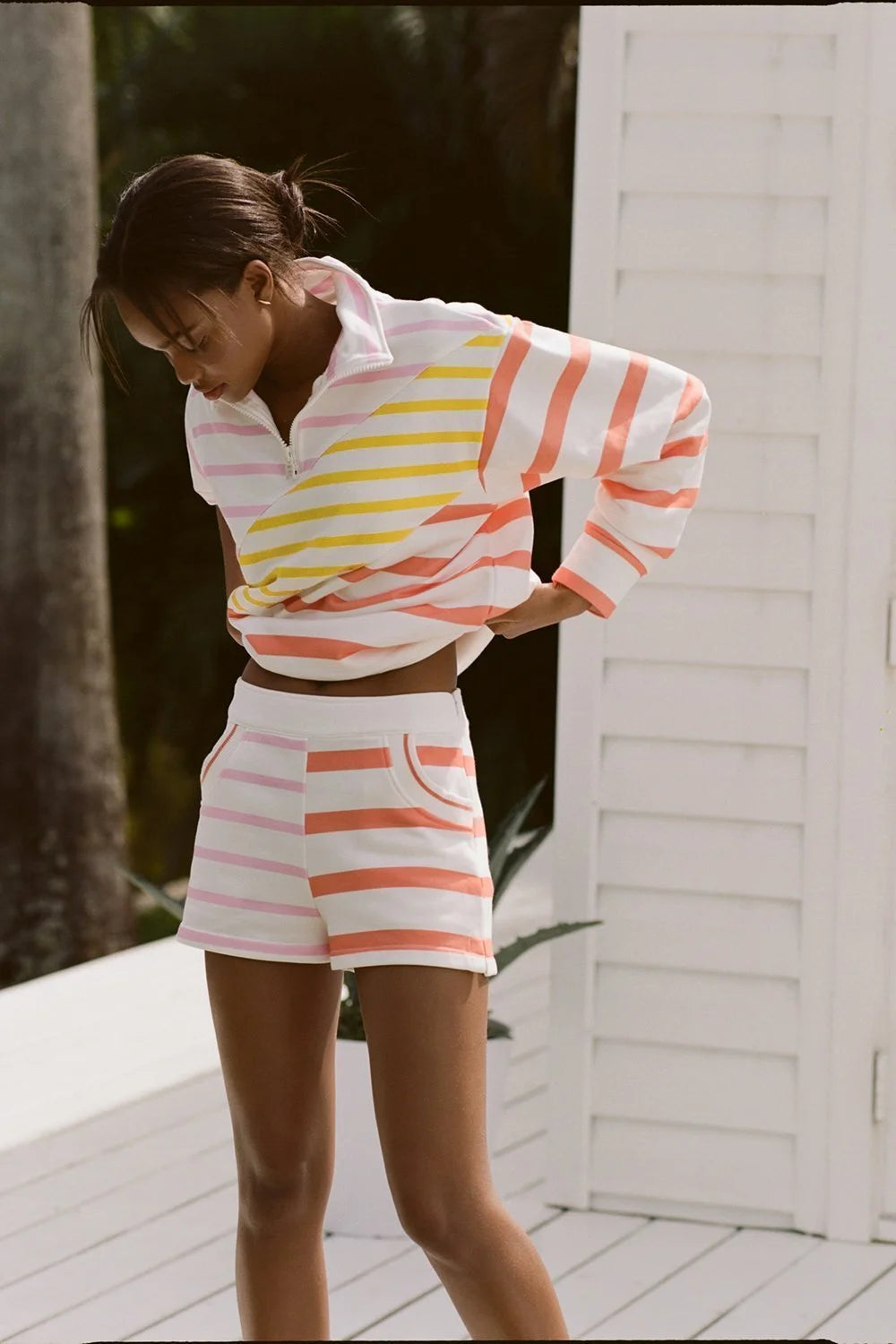 Solid & Striped The Pullover - Colorblocked Stripe Sorbet