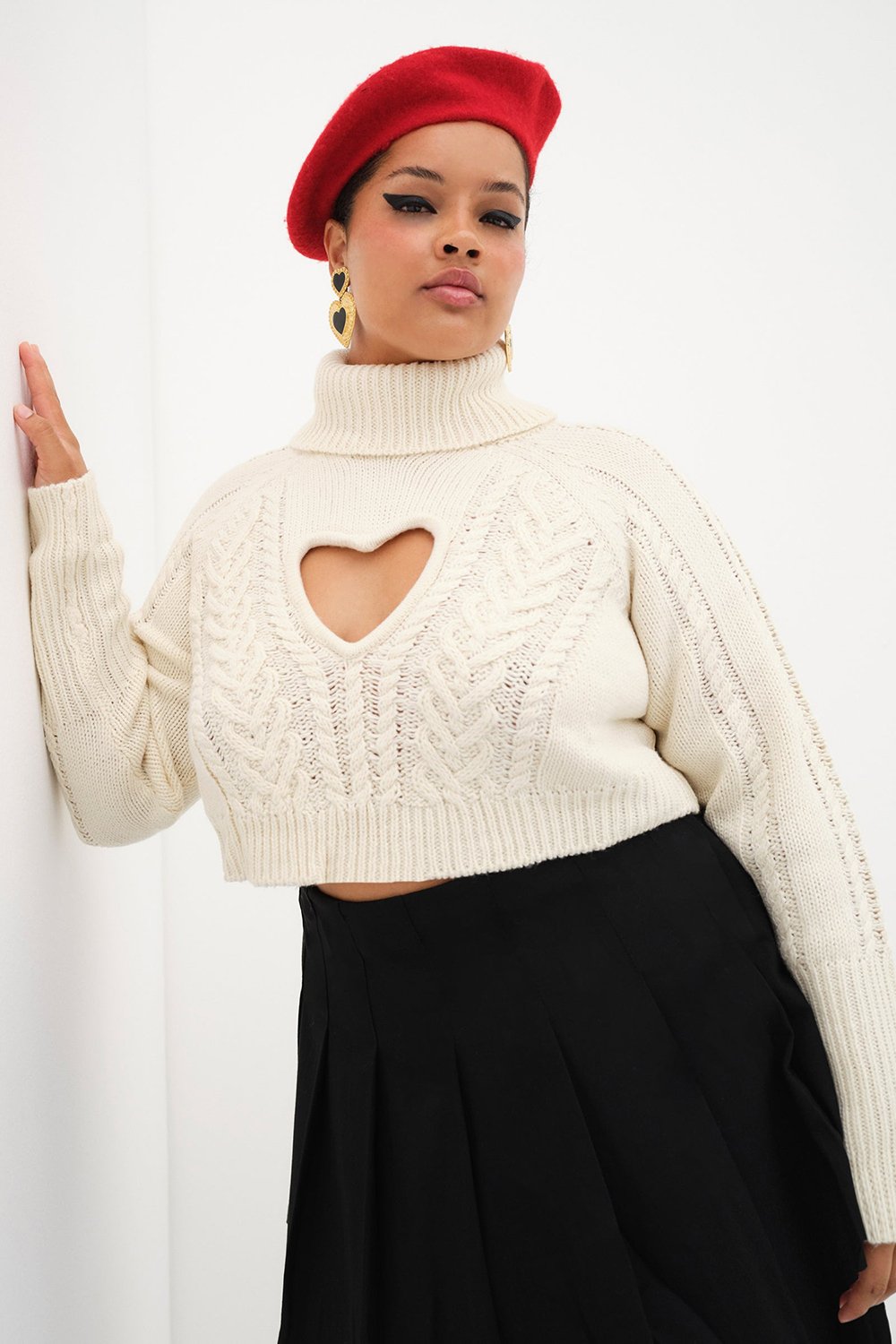 For Love & Lemons Rebecca Heart Sweater - Cream