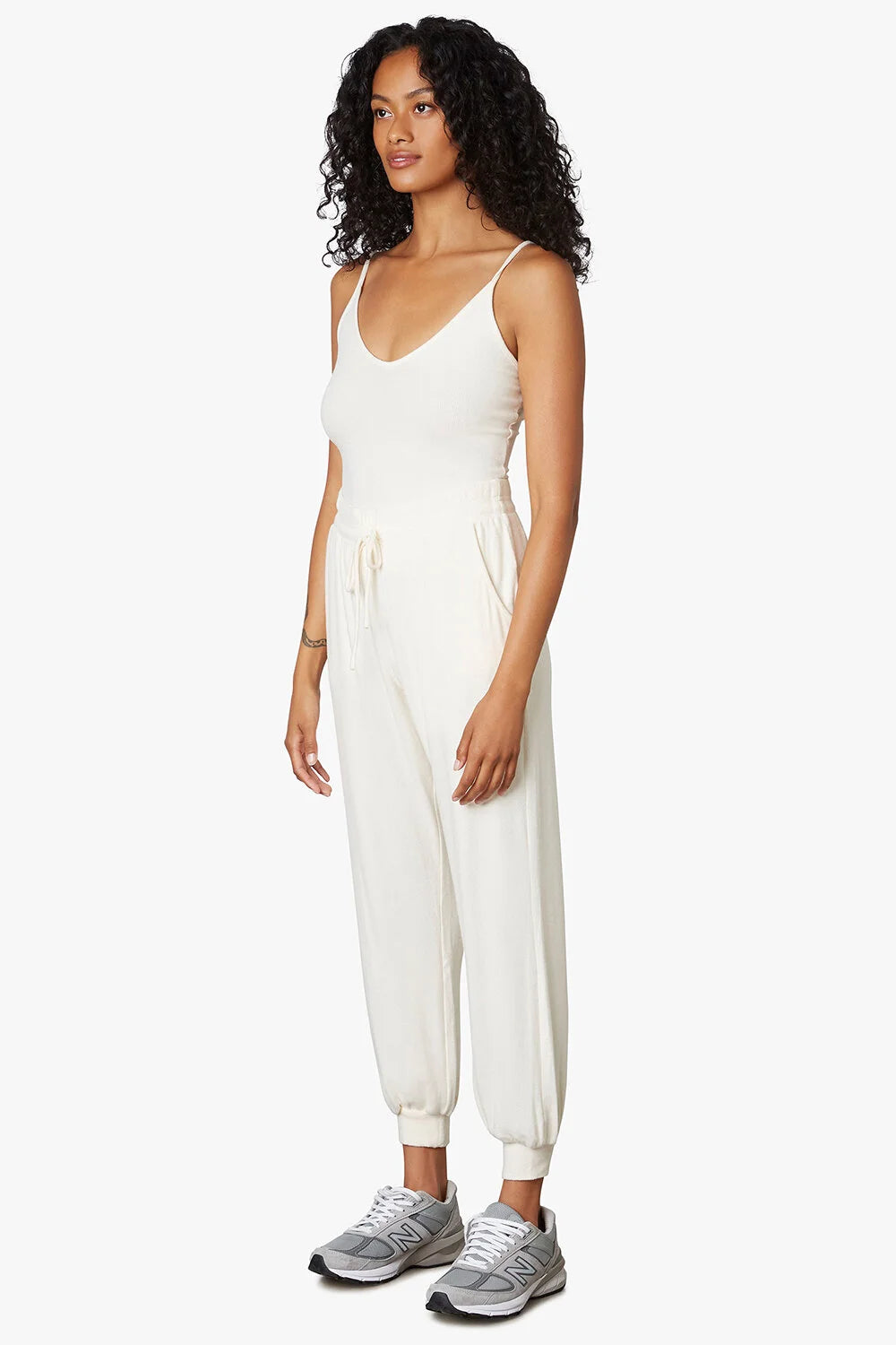 NIA Ribbed Hacci Jogger - Oatmilk