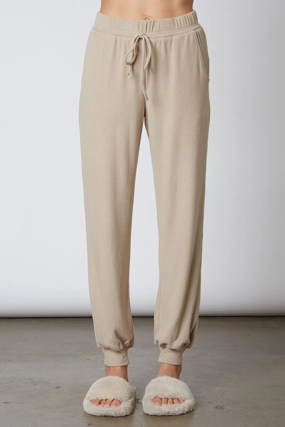 NIA Ribbed Hacci Jogger - Taupe