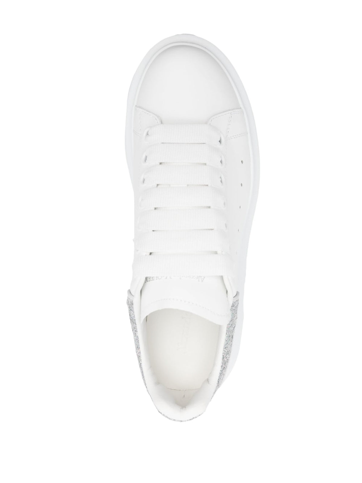 Alexander McQueen White Oversized Sneakers W Silver Glitter Tab