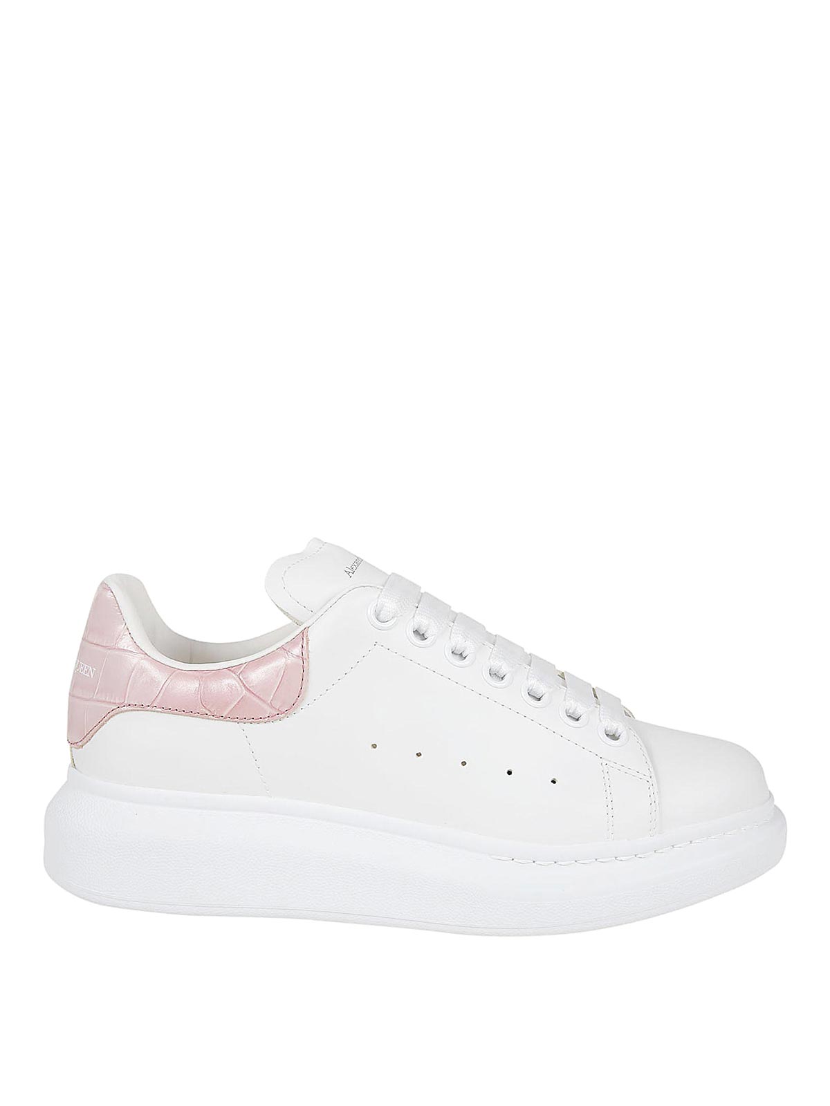 Alexander McQueen White Oversized Sneakers W Pink Croc Tab