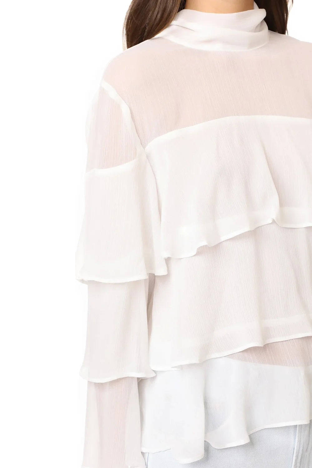 Endless Rose Semi High Neck Top With Flared Sleeves - Ivory