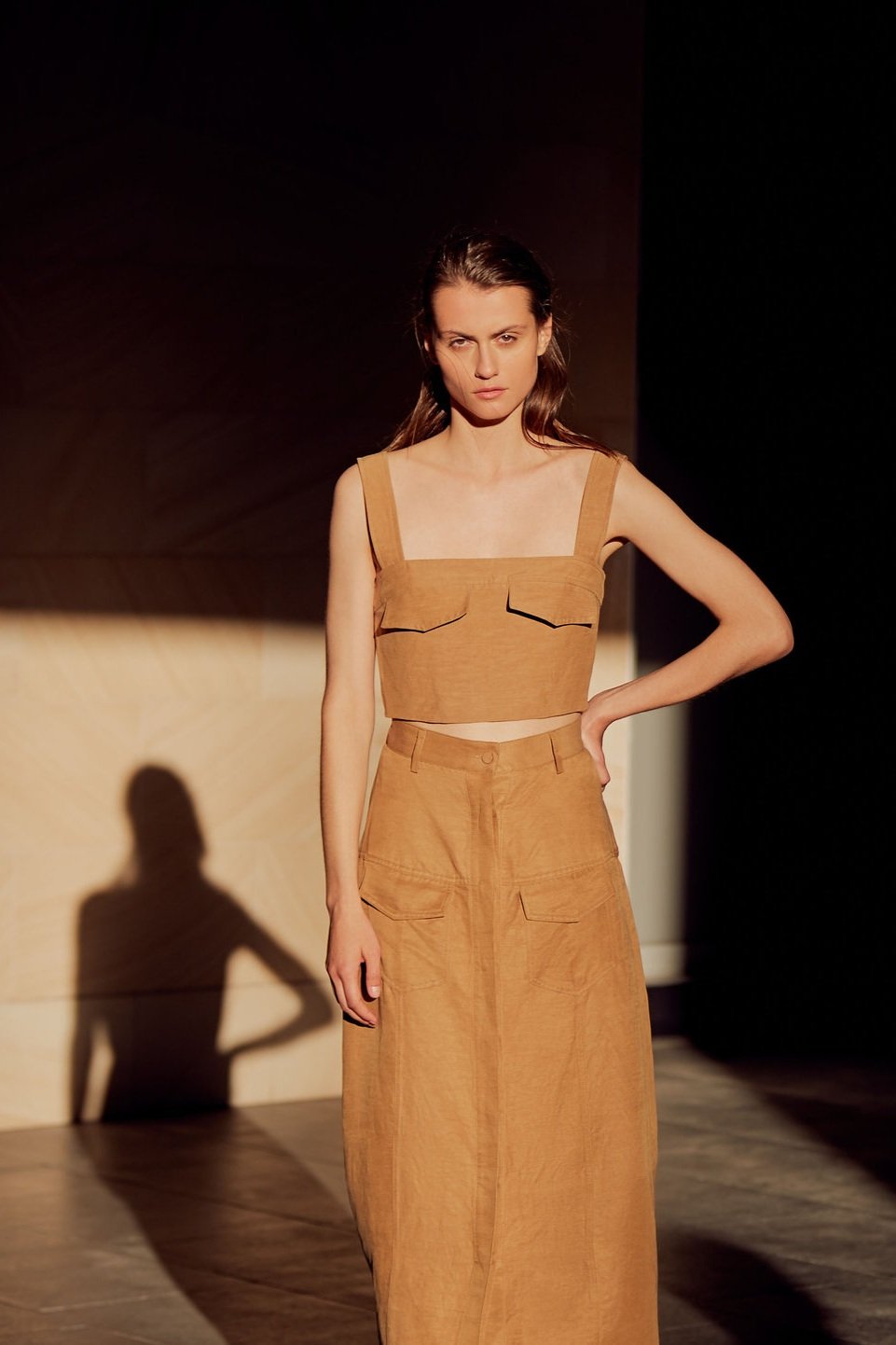 Third Form Trucker Pocket Crop Top And Trucker Paneled Skirt