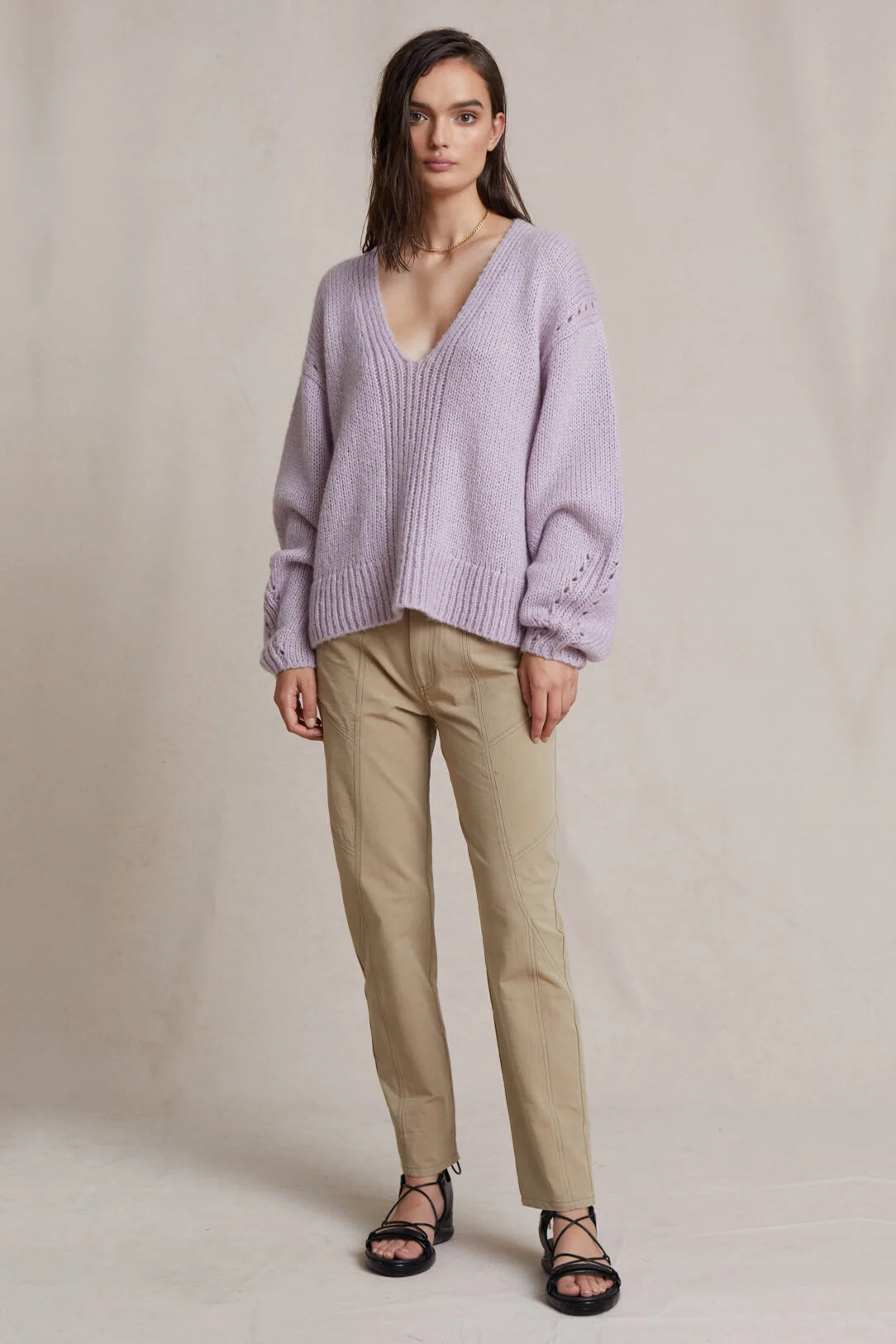 Willa Knit V-Neck Jumper - Lavender