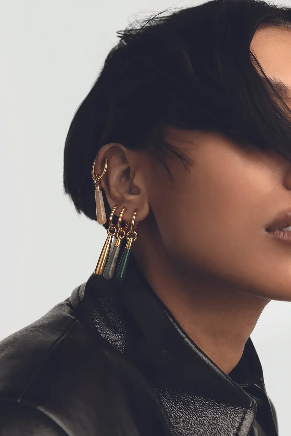 PDPAOLA Yellow Aventurine Large Jupiter Single Hoop