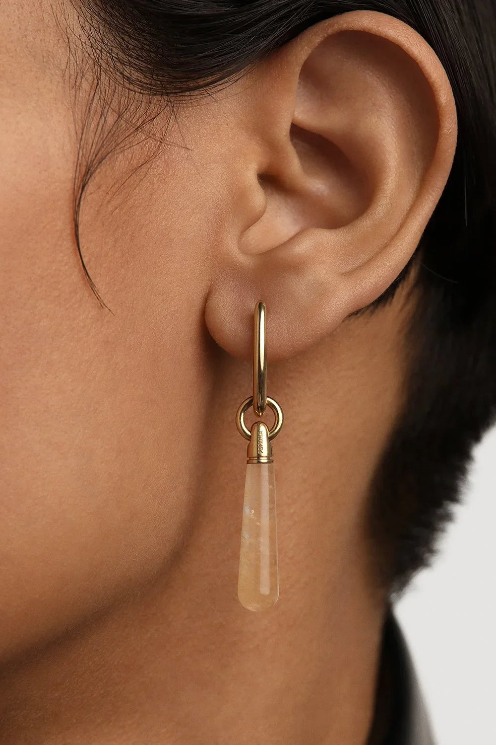 PDPAOLA Yellow Aventurine Large Jupiter Single Hoop