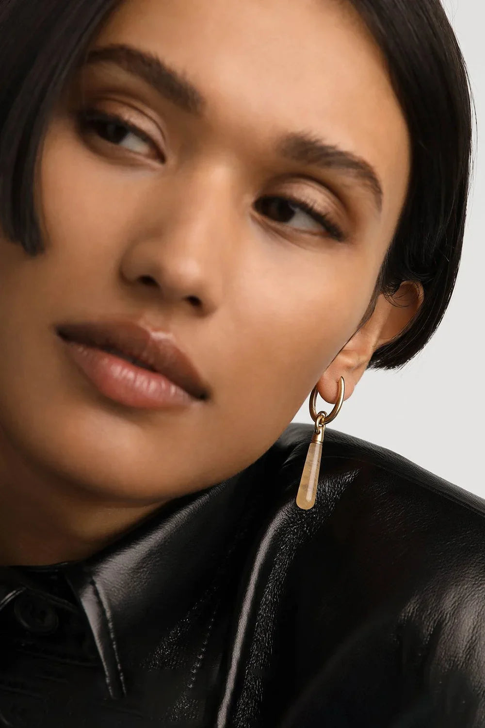 PDPAOLA Yellow Aventurine Large Jupiter Single Hoop