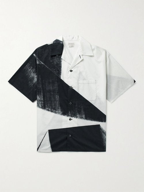 Alexander McQueen Camp-Collar Printed Cotton-Poplin Shirt