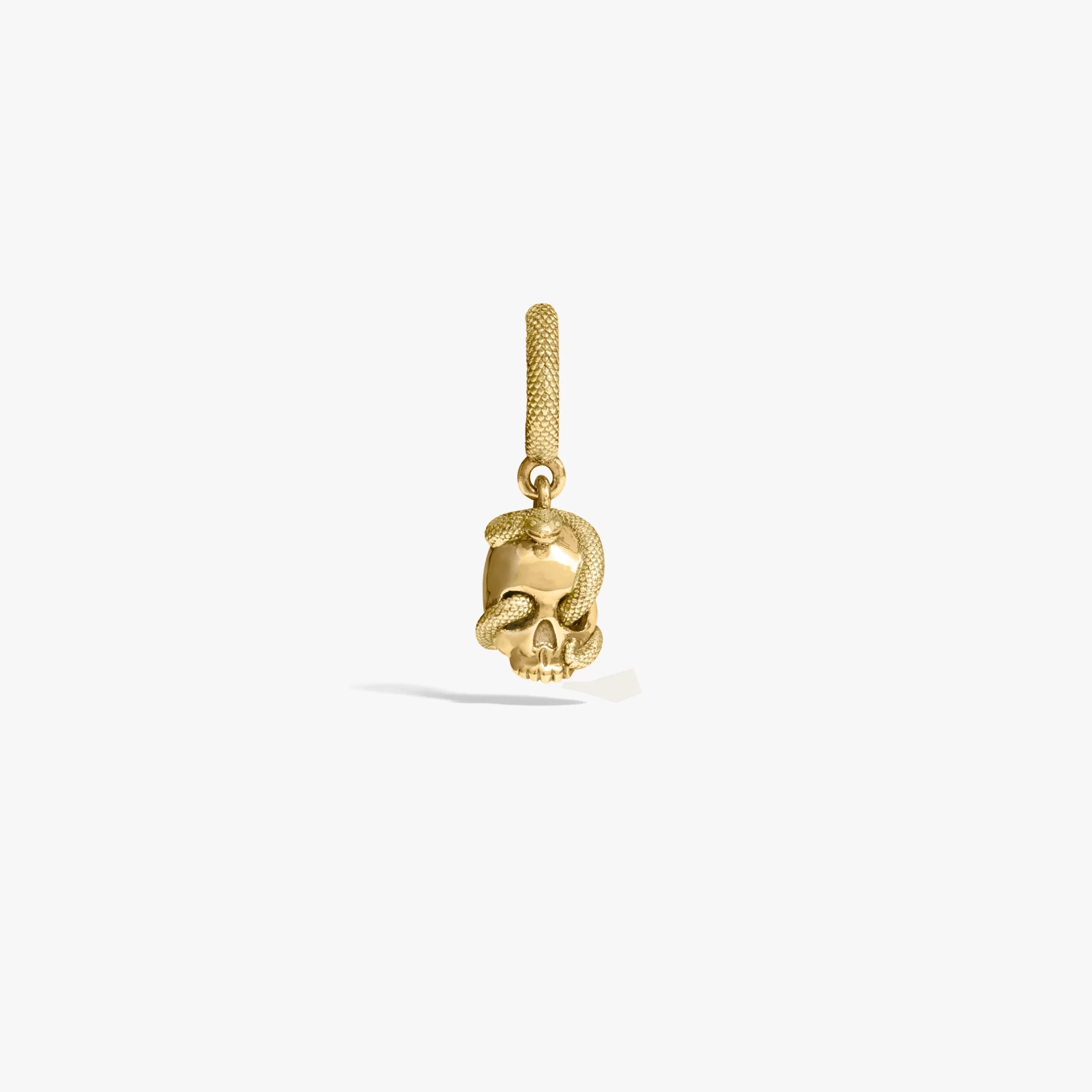 Awe Inspired Earrings 14K Yellow Gold Vermeil / Single Serpent Skull Huggie