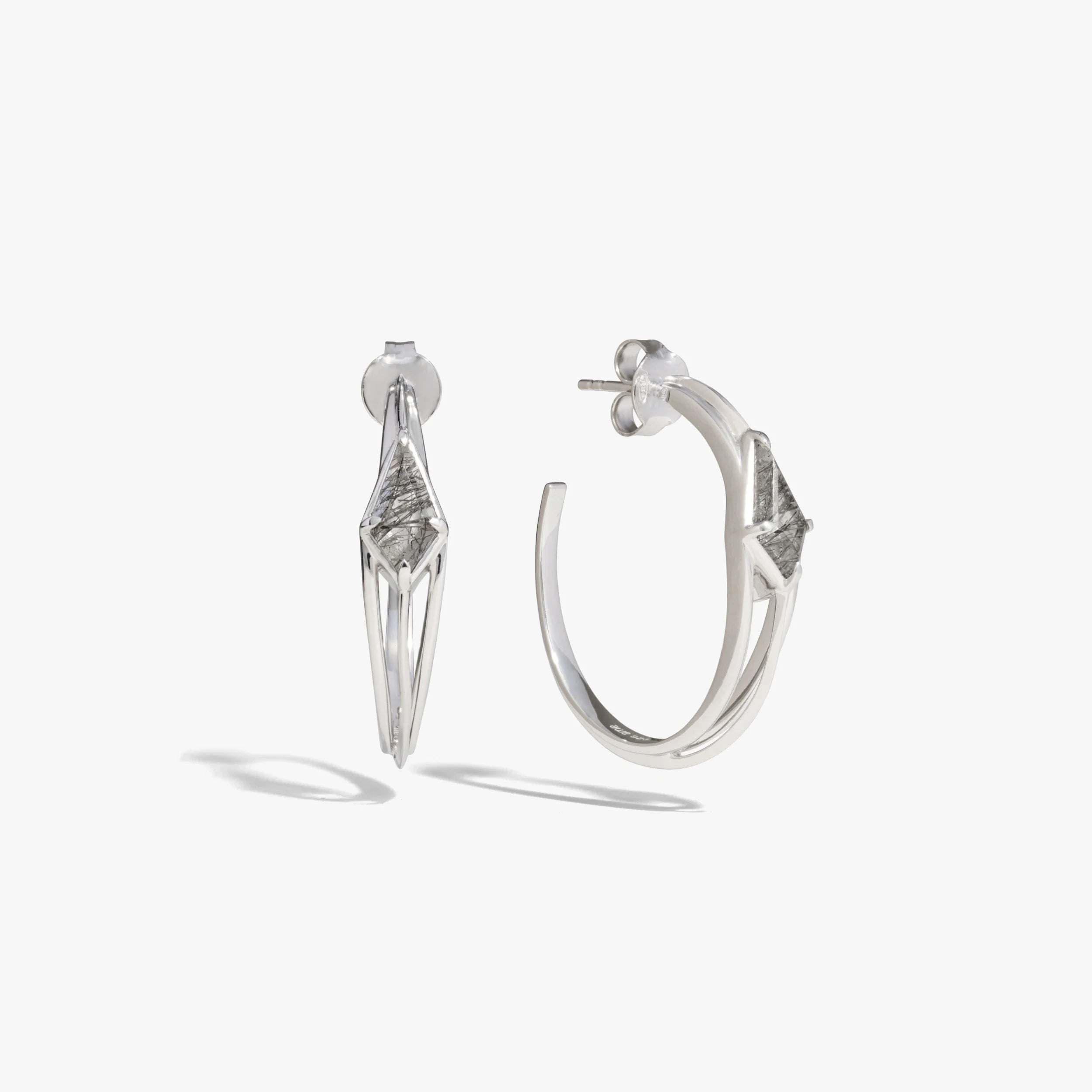 Awe Inspired Earrings 925 Sterling Silver Prism Oval Hoops