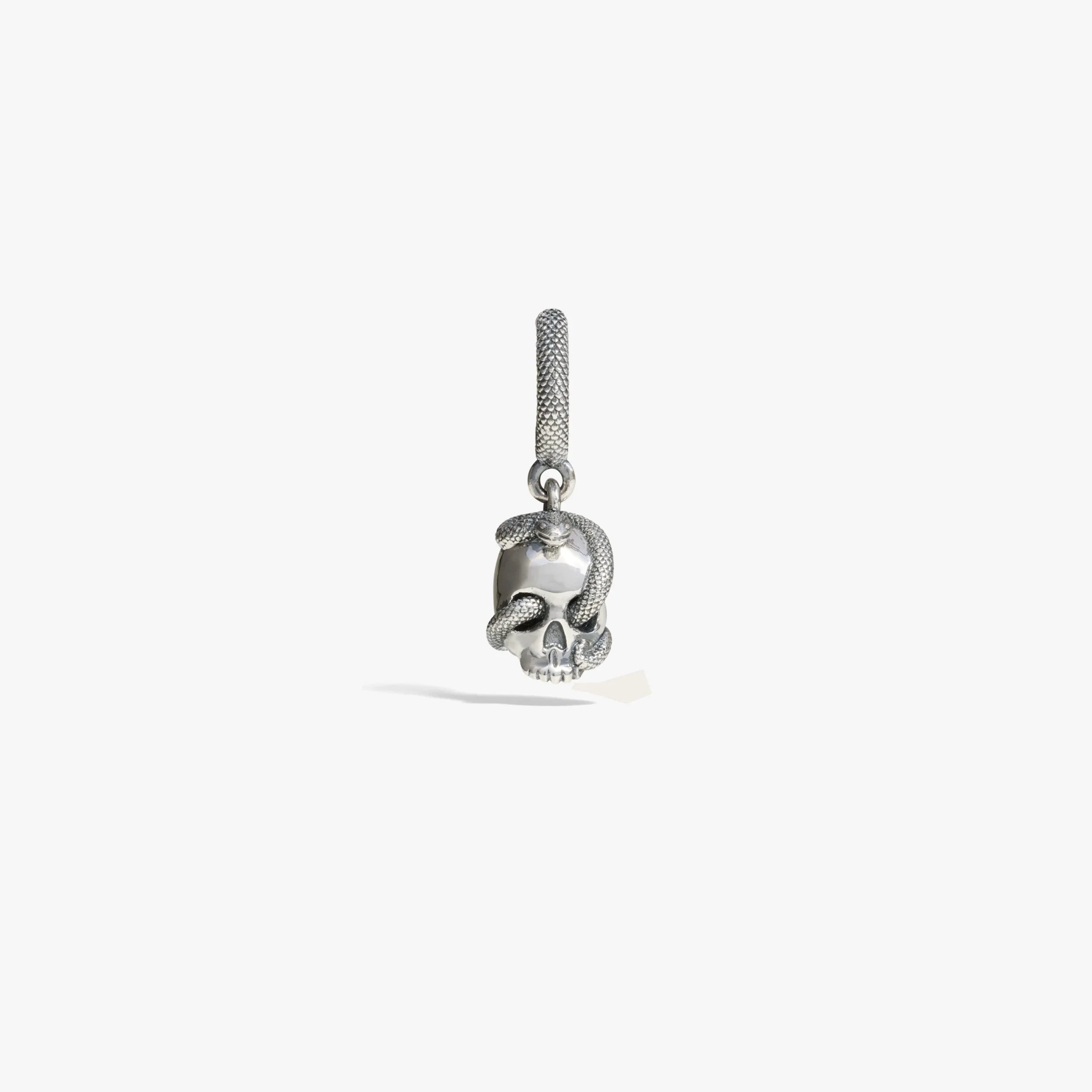Awe Inspired Earrings 925 Sterling Silver / Single Serpent Skull Huggie