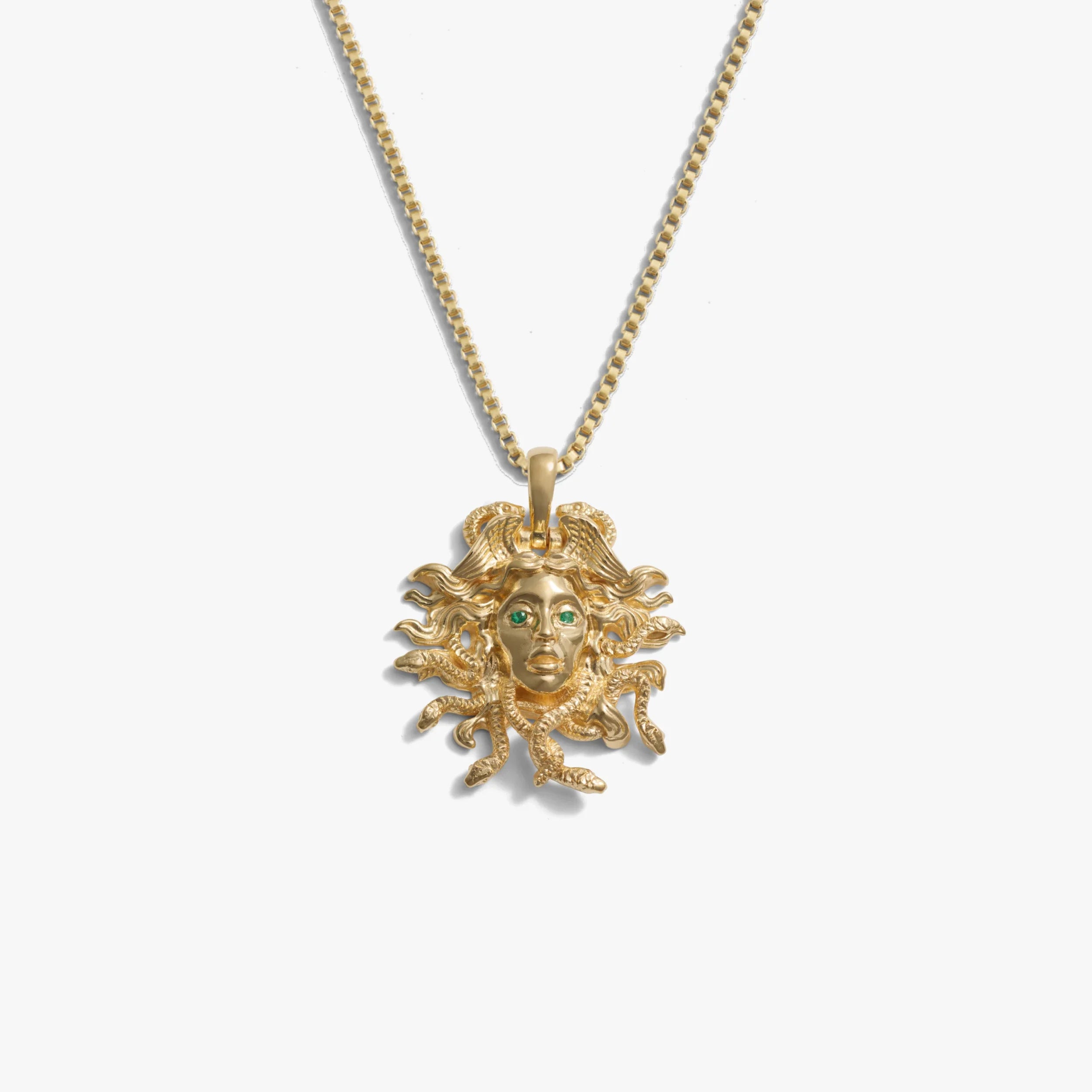 Awe Inspired Necklaces 14K Gold Vermeil / 22" 2.1mm Rounded Box Chain Men's Special Edition Medusa Necklace