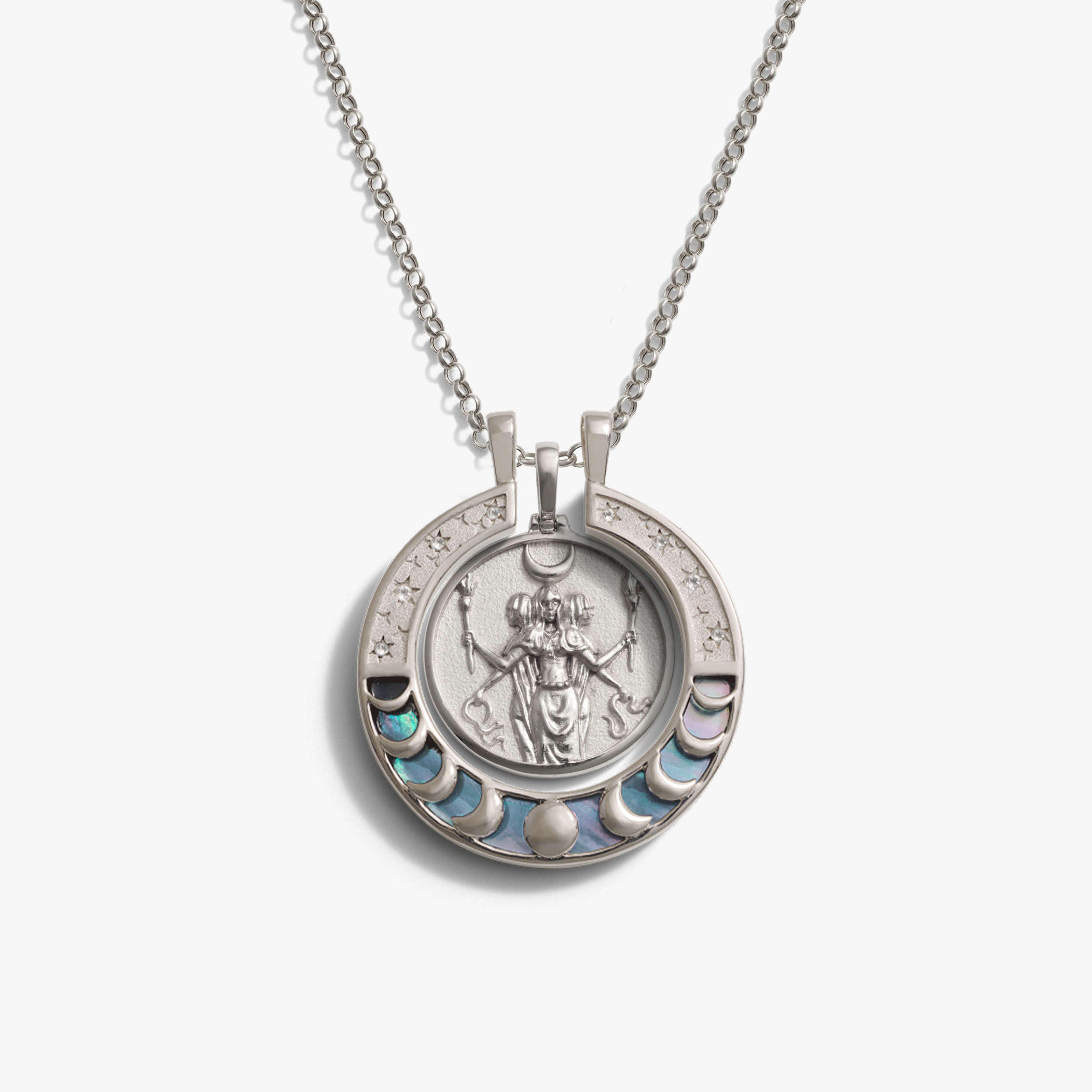 Awe Inspired Necklaces 925 Sterling Silver / Hecate Goddess Moon Halo
