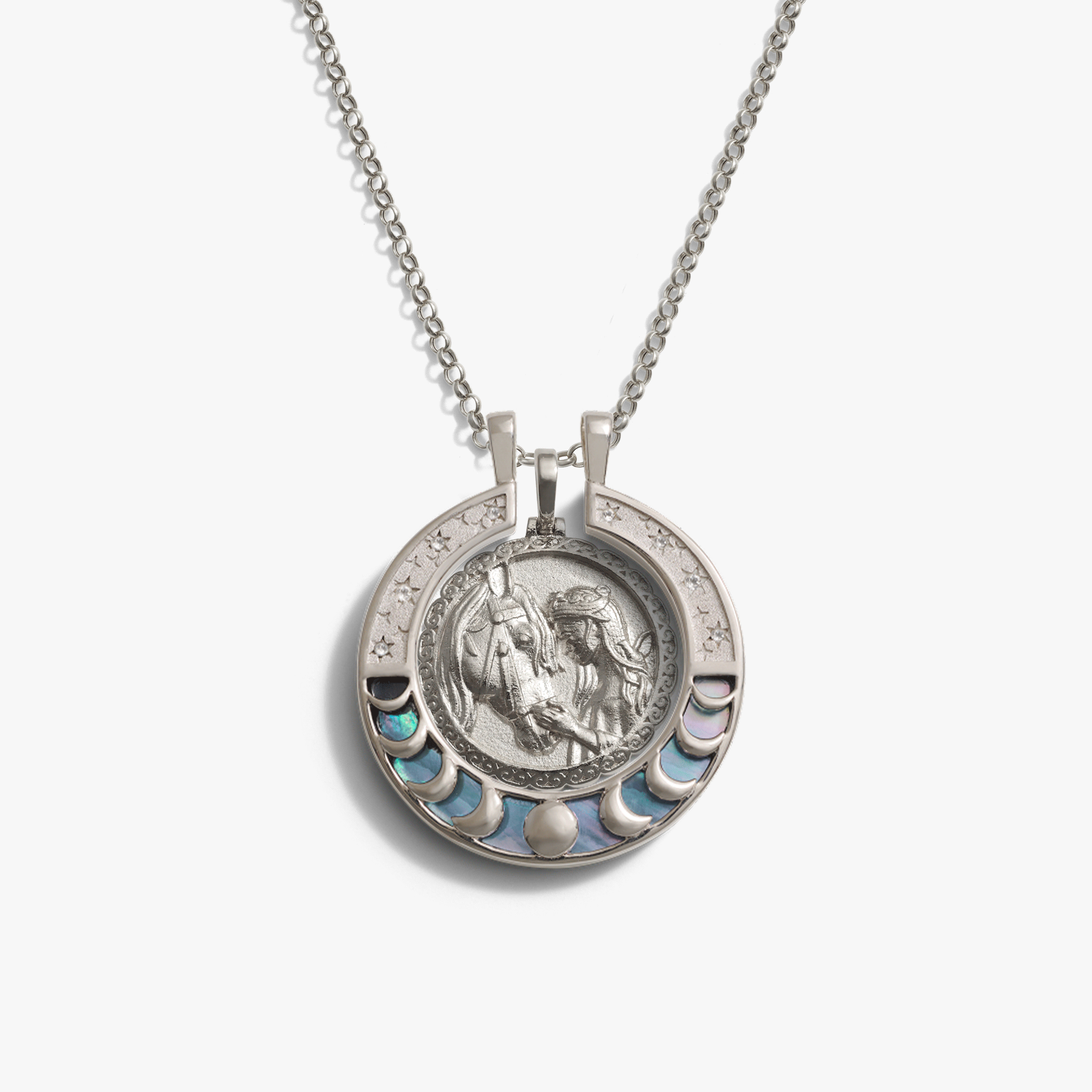Awe Inspired Necklaces 925 Sterling Silver / Rhiannon Goddess Moon Halo