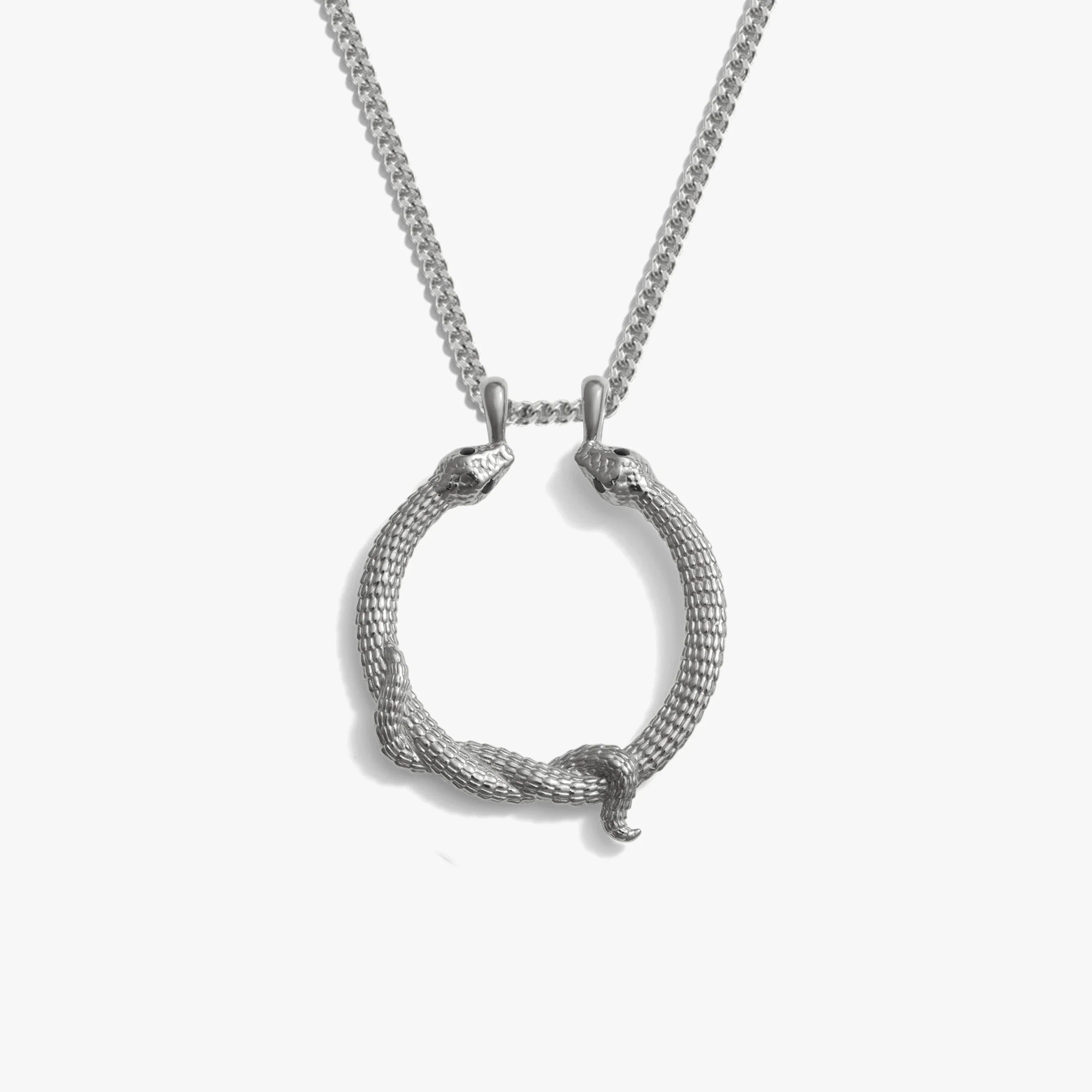 Awe Inspired Necklaces Sterling Silver / 16"-18" Cuban Chain Snake Goddess Halo Necklace