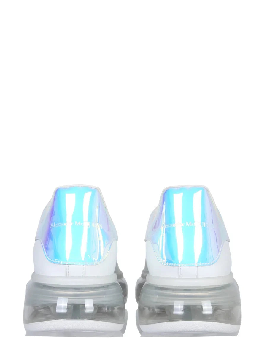 ALEXANDER MCQUEEN White Leather Sneakers With Oleographic Heel