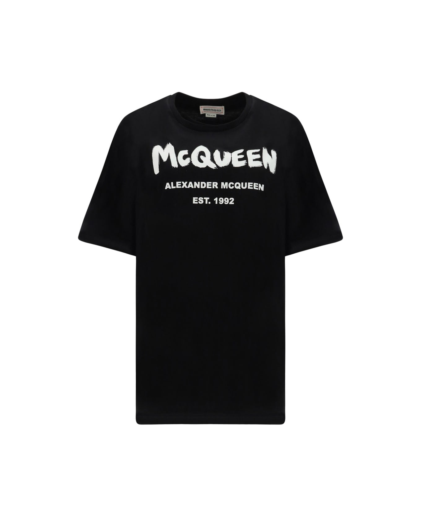 Alexander Mcqueen Graffiti Logo Short Sleeve T-shirt in Black