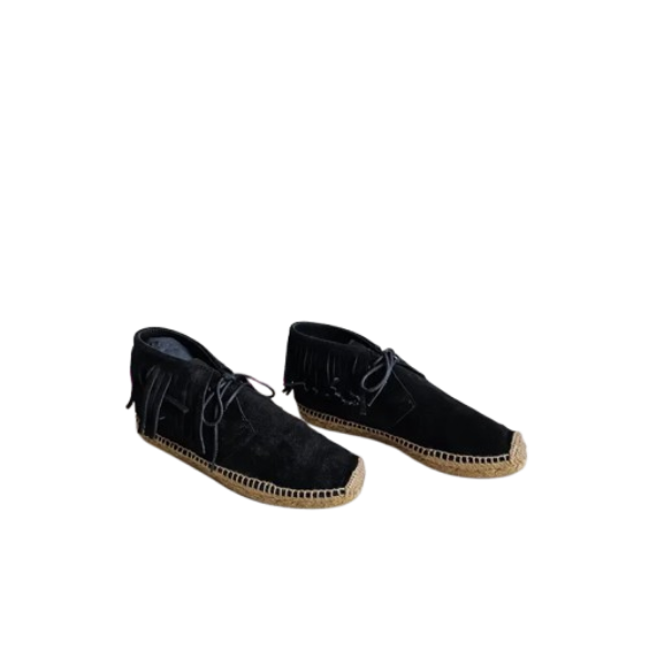 Saint Laurent Mid-Top Espadrilles Suede Boots in Black