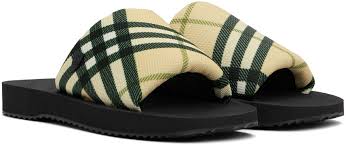 Burberry Checkered Trek Slides In Grain (Unisex)