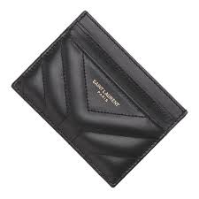 Saint Laurent Joan Card Case in Quilted Leather Black