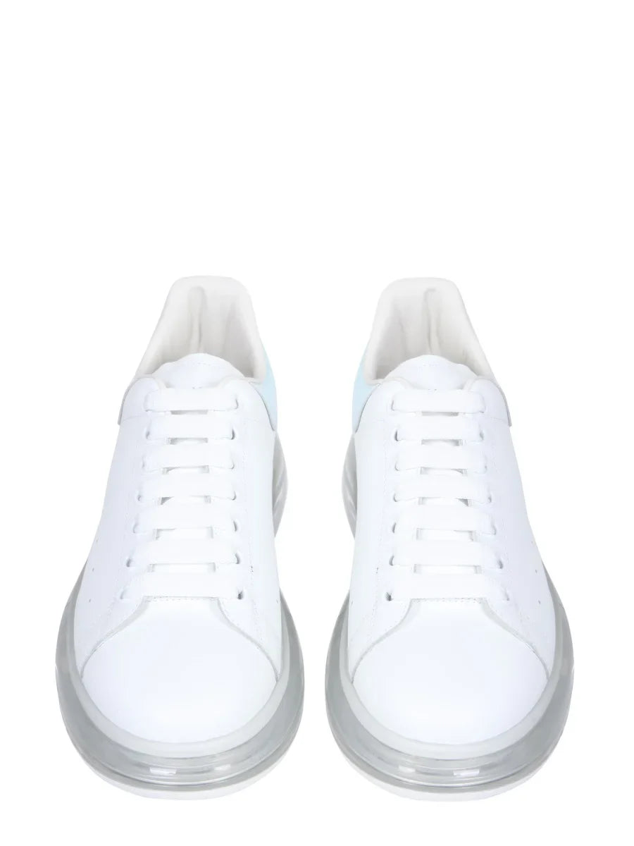 ALEXANDER MCQUEEN White Leather Sneakers With Oleographic Heel
