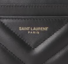 Saint Laurent Joan Card Case in Quilted Leather Black