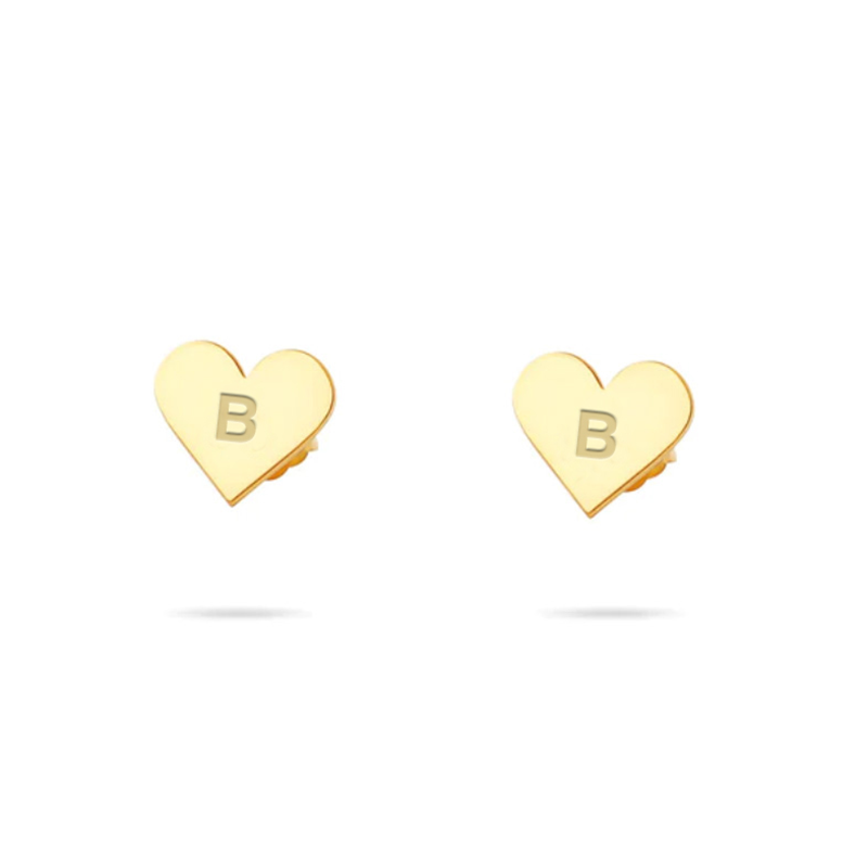 THE TINY BLOCK HEART INITIAL STUDS - The M Jewelers