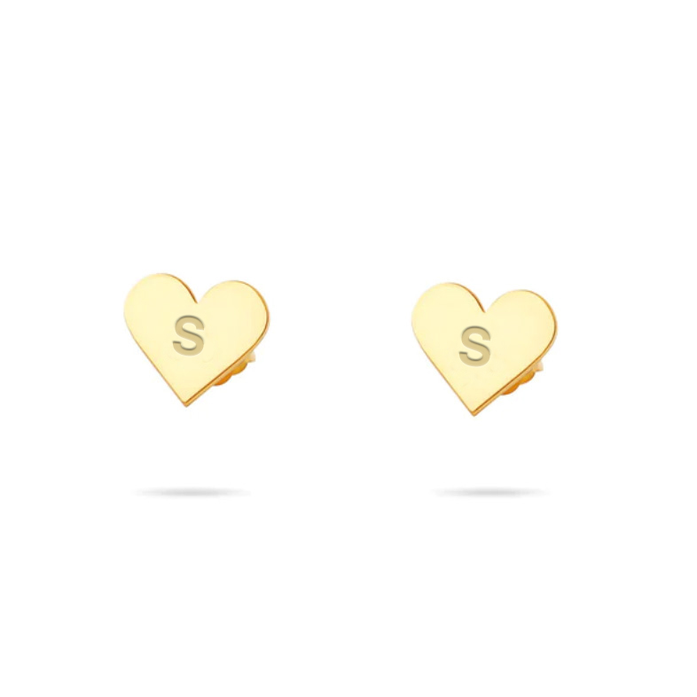 THE TINY BLOCK HEART INITIAL STUDS - The M Jewelers
