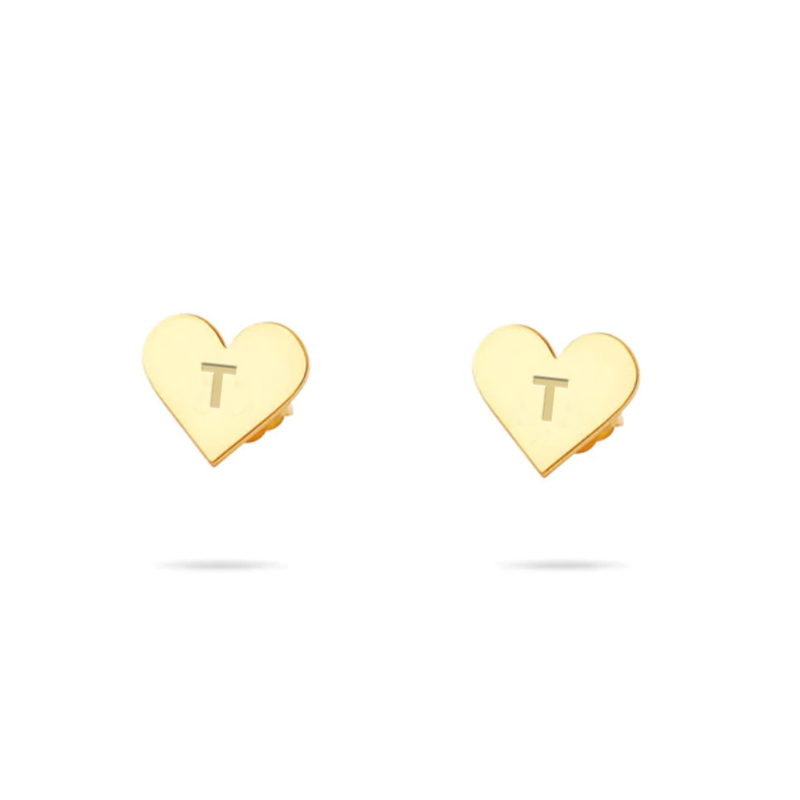 THE TINY BLOCK HEART INITIAL STUDS - The M Jewelers