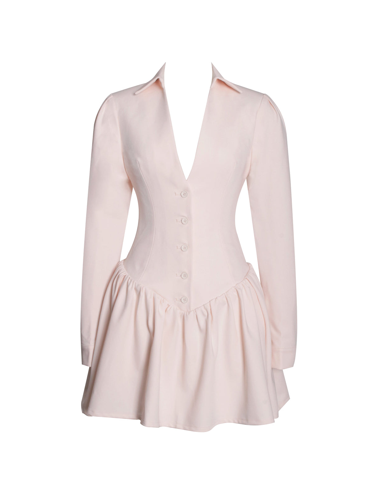 Xabrina Macaron Pink Long Sleeve Shirt Mini Dress (Archive Sale)