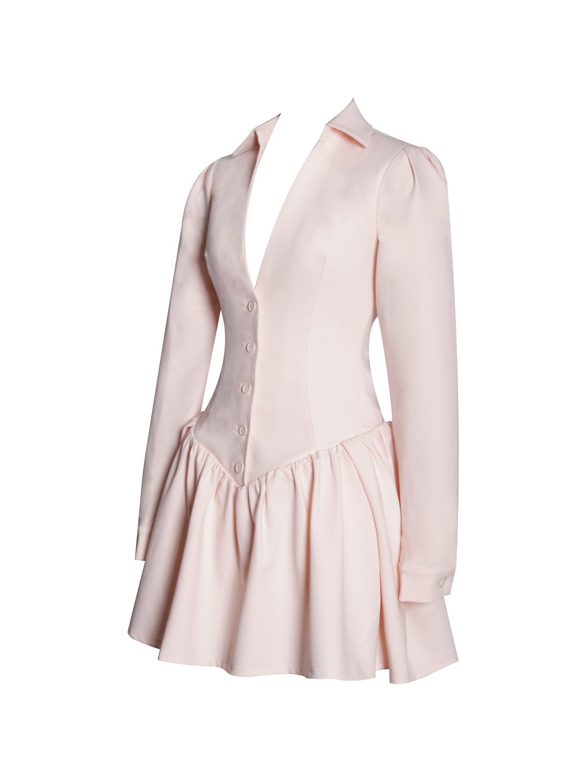Xabrina Macaron Pink Long Sleeve Shirt Mini Dress (Archive Sale)