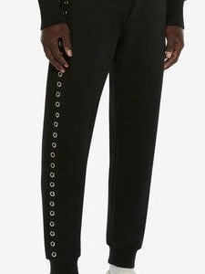Alexander Mcqueen Eyelet-Embellished Tapered-Leg Cotton-Jersey Jogging Bottoms