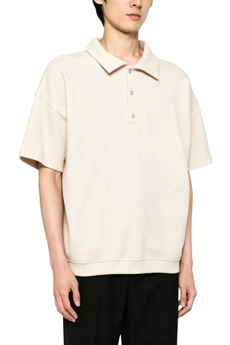 Rhude Logo Dropped Shoulder Polo Beige