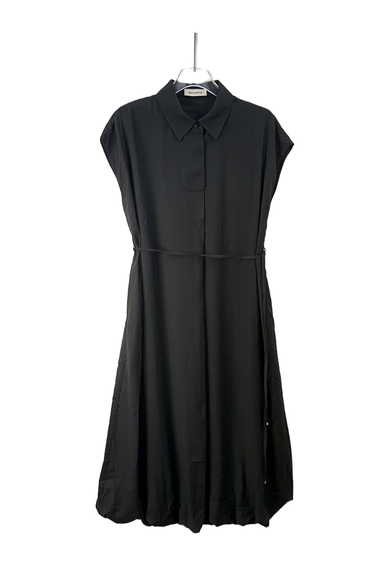 Max Simple Cloud-shaped Hem Shirt Dress Black